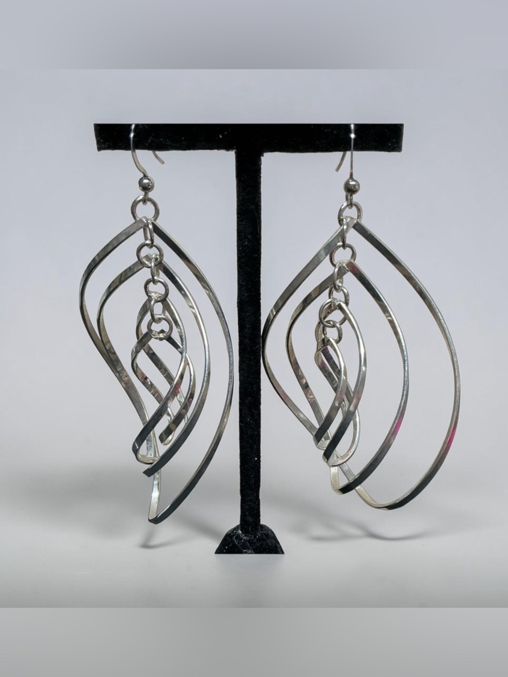 Silver Swirl Layered Teardrop Earrings